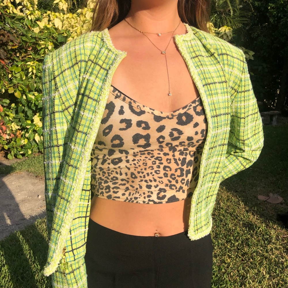 Green Knit Crop Blazer (Chanel vibez)